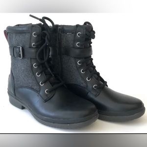 Ugg Kesey Womens Boot Waterproof Leather Wool-Blend Black Fall Winter size 7